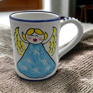 Deruta Pottery Angel Angelic Handmade / Painted Mug Made in Italy